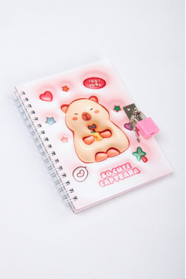 Блокнот, 11х15 см, 48 аркушів, клітинка, на замочку, "Капібара"